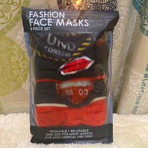 Fashion Face Masks. 5 Piece Set. NIP.